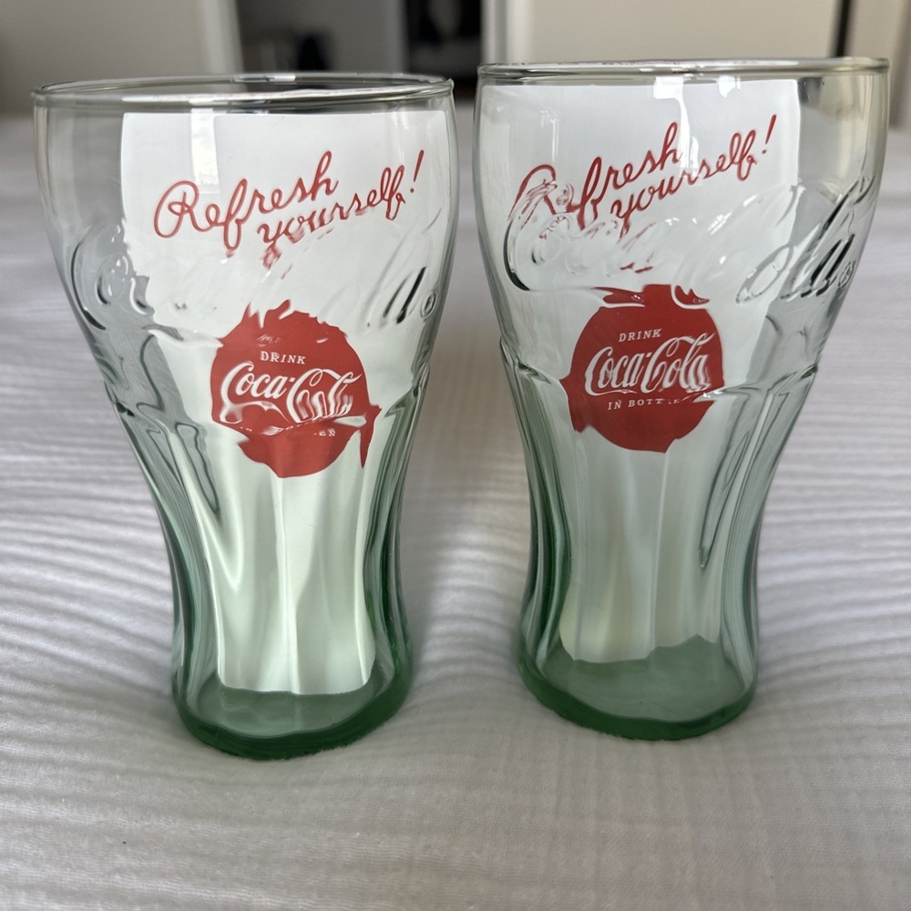 2-Set Coca Cola Drinking Glasses (Green) 16.7oz. (494ml) New With Tags